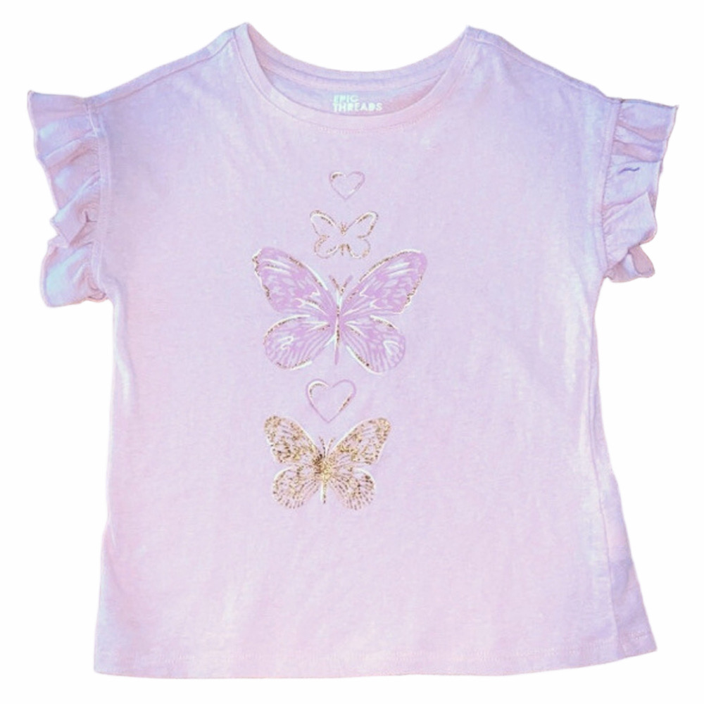 Epic Threads Girls Pink Butterfly Shirt Size Small